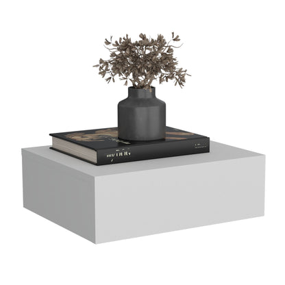 Floating Nightstand 5"H, Modern Wall-Mounted Bedside Shelf with Drawer, White image 5