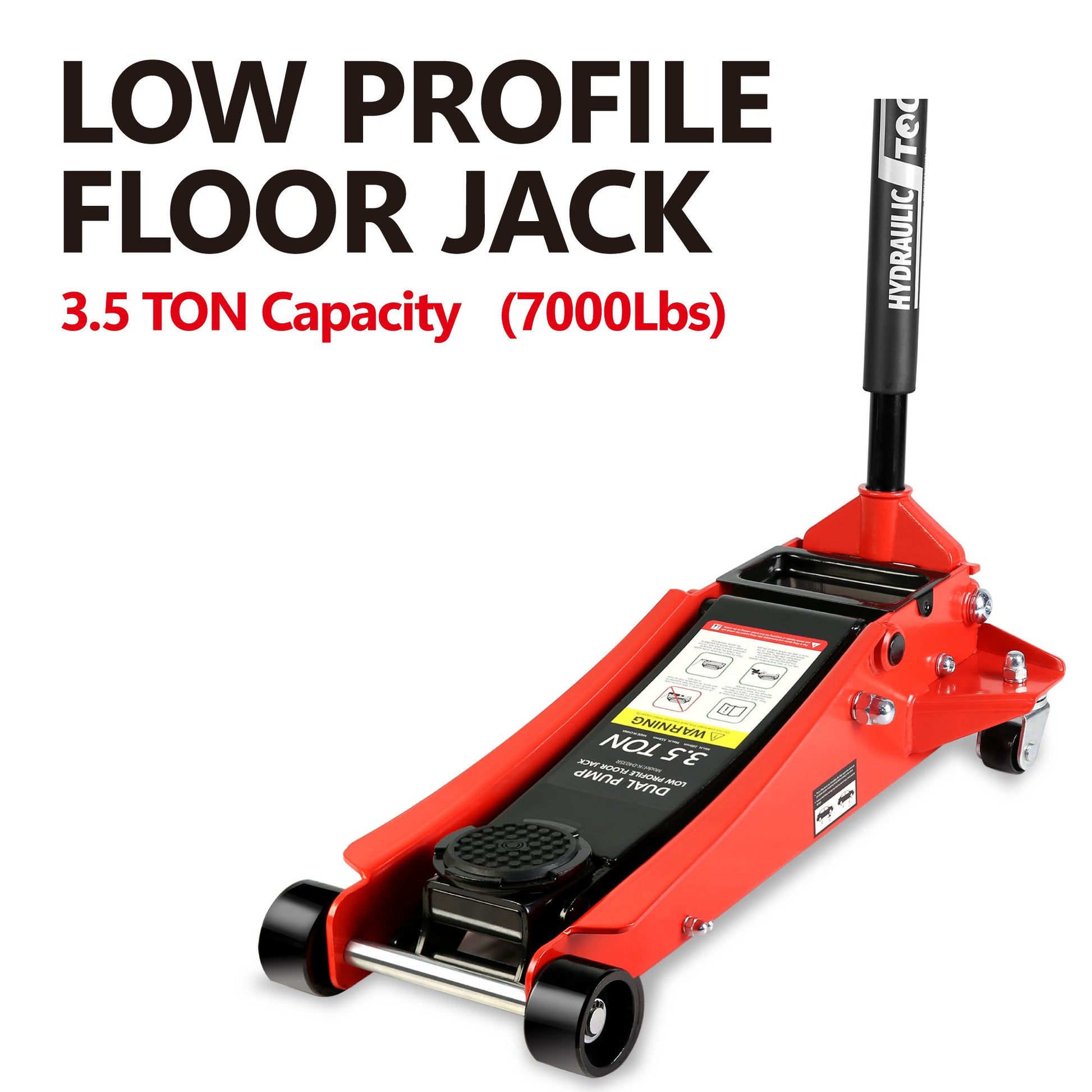 Floor Jack, 3.5 Ton Low Profile Floor Jack, Heavy-Duty Steel Racing Floor Jack with dual Piston Quick Lift Pump, Floor J image 2