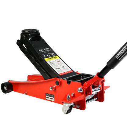 Floor Jack, 3.5 Ton Low Profile Floor Jack, Heavy-Duty Steel Racing Floor Jack with dual Piston Quick Lift Pump, Floor J image 1