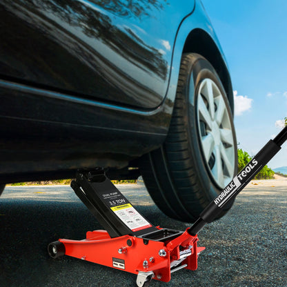 Floor Jack, 3.5 Ton Low Profile Floor Jack, Heavy-Duty Steel Racing Floor Jack with dual Piston Quick Lift Pump, Floor J image 6