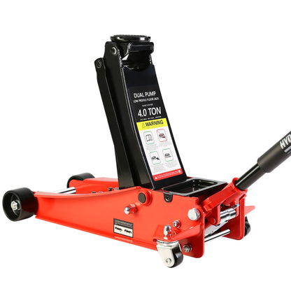 Floor Jack, 4 Ton Low Profile Floor Jack, Heavy-Duty Steel Racing Floor Jack with dual Piston Quick Lift Pump, Floor Jac image 1