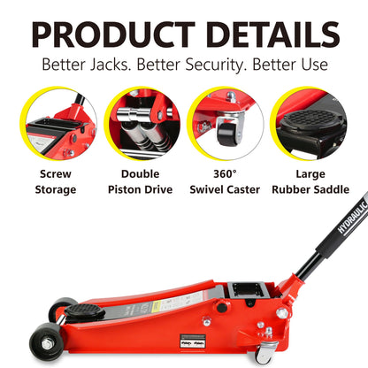 Floor Jack, 4 Ton Low Profile Floor Jack, Heavy-Duty Steel Racing Floor Jack with dual Piston Quick Lift Pump, Floor Jac image 5