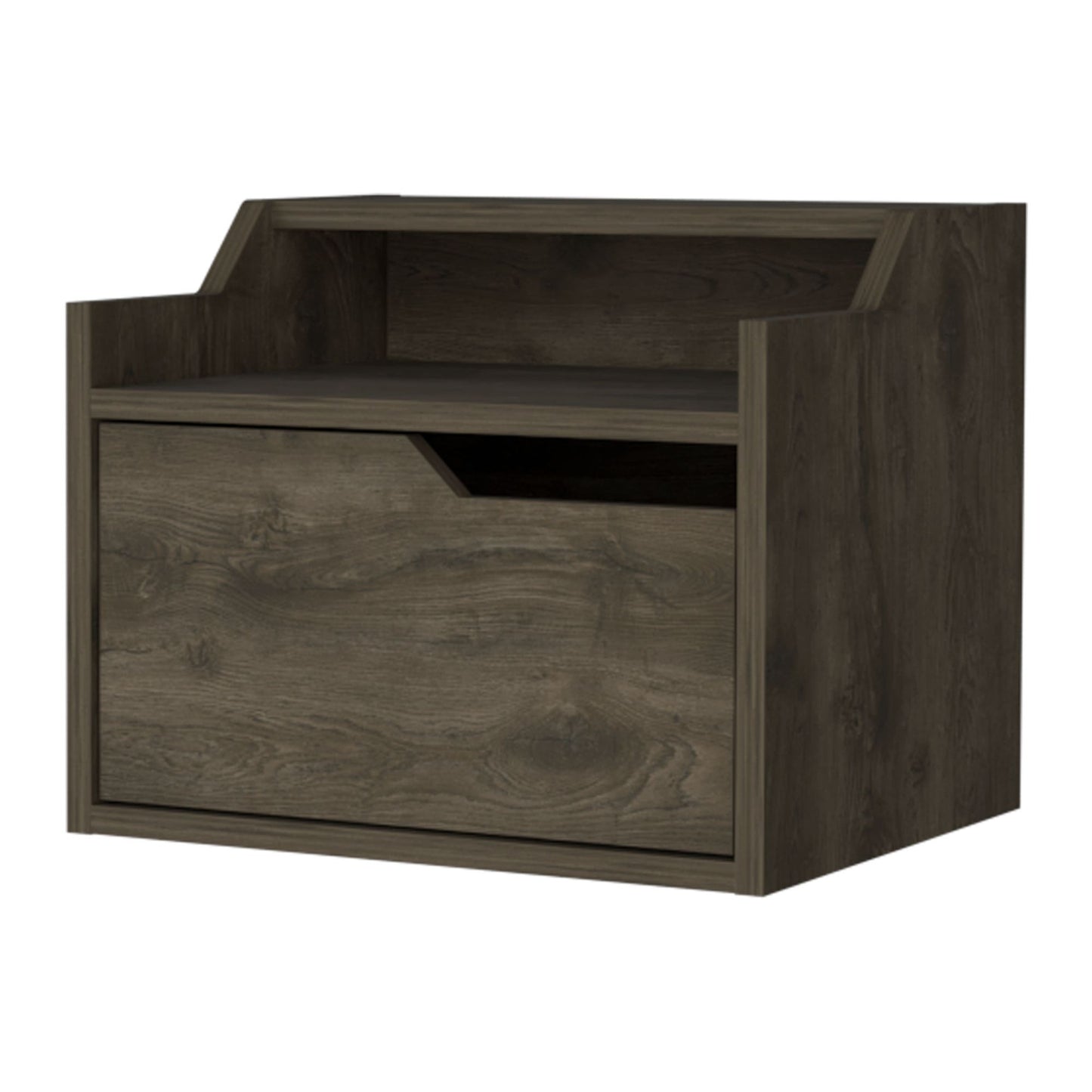 Florence Floating Nightstand with Drawer and Dual-Shelf Display image 2