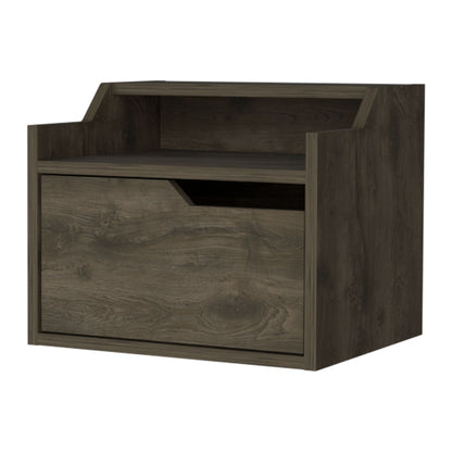 Florence Floating Nightstand with Drawer and Dual-Shelf Display image 2
