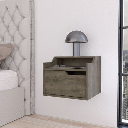 Florence Floating Nightstand with Drawer and Dual-Shelf Display image 1