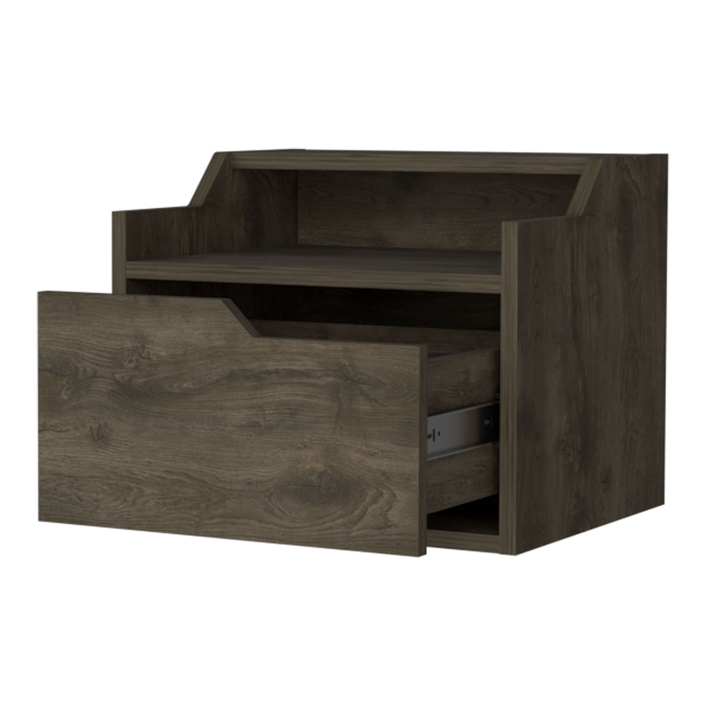 Florence Floating Nightstand with Drawer and Dual-Shelf Display image 4