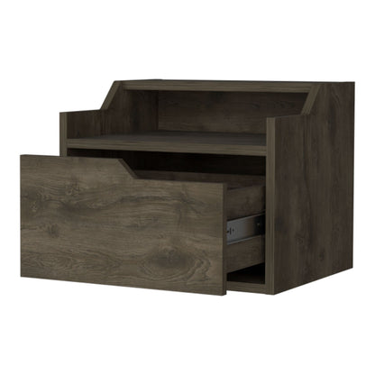 Florence Floating Nightstand with Drawer and Dual-Shelf Display image 4