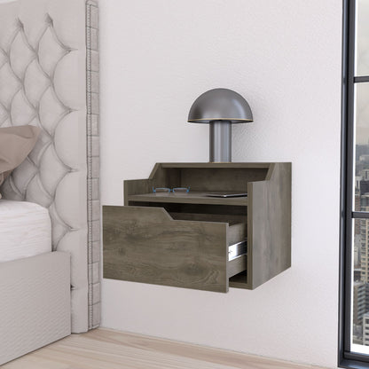 Florence Floating Nightstand with Drawer and Dual-Shelf Display image 5
