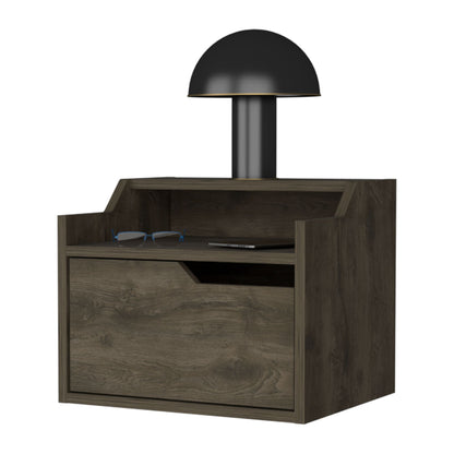 Florence Floating Nightstand with Drawer and Dual-Shelf Display image 6