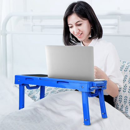 Foldable Laptop Table Bed Notebook Desk with Cooling Fan Mouse Board LED light 4 xUSB Ports Breakfast Snacking Tray image 2