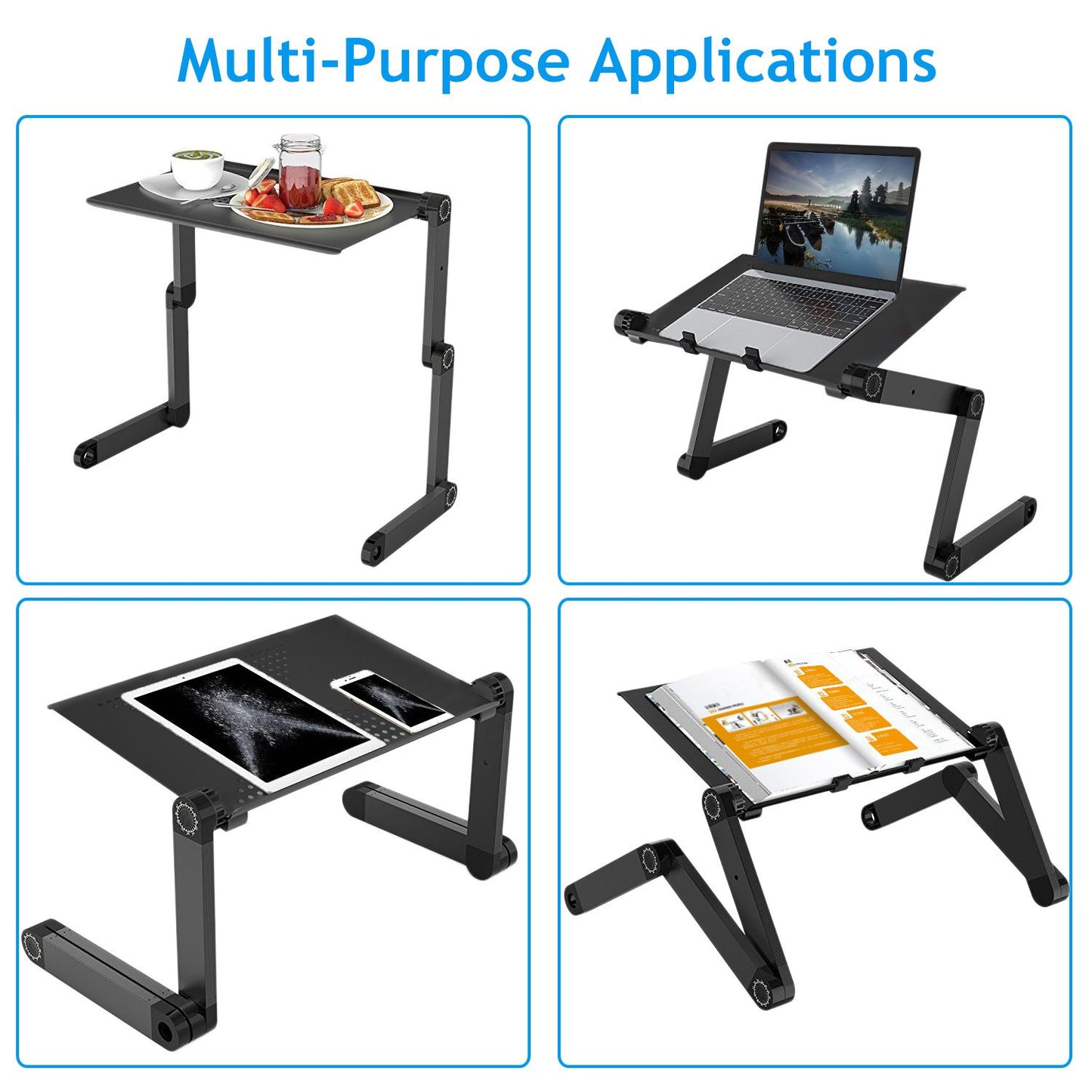Foldable Laptop Table Bed Notebook Desk with Mouse Board Aluminum Alloy Breakfast Snacking Tray for Home Office Travel U image 10