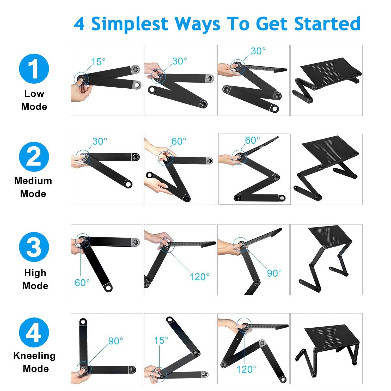 Foldable Laptop Table Bed Notebook Desk with Mouse Board Aluminum Alloy Breakfast Snacking Tray for Home Office Travel U image 7