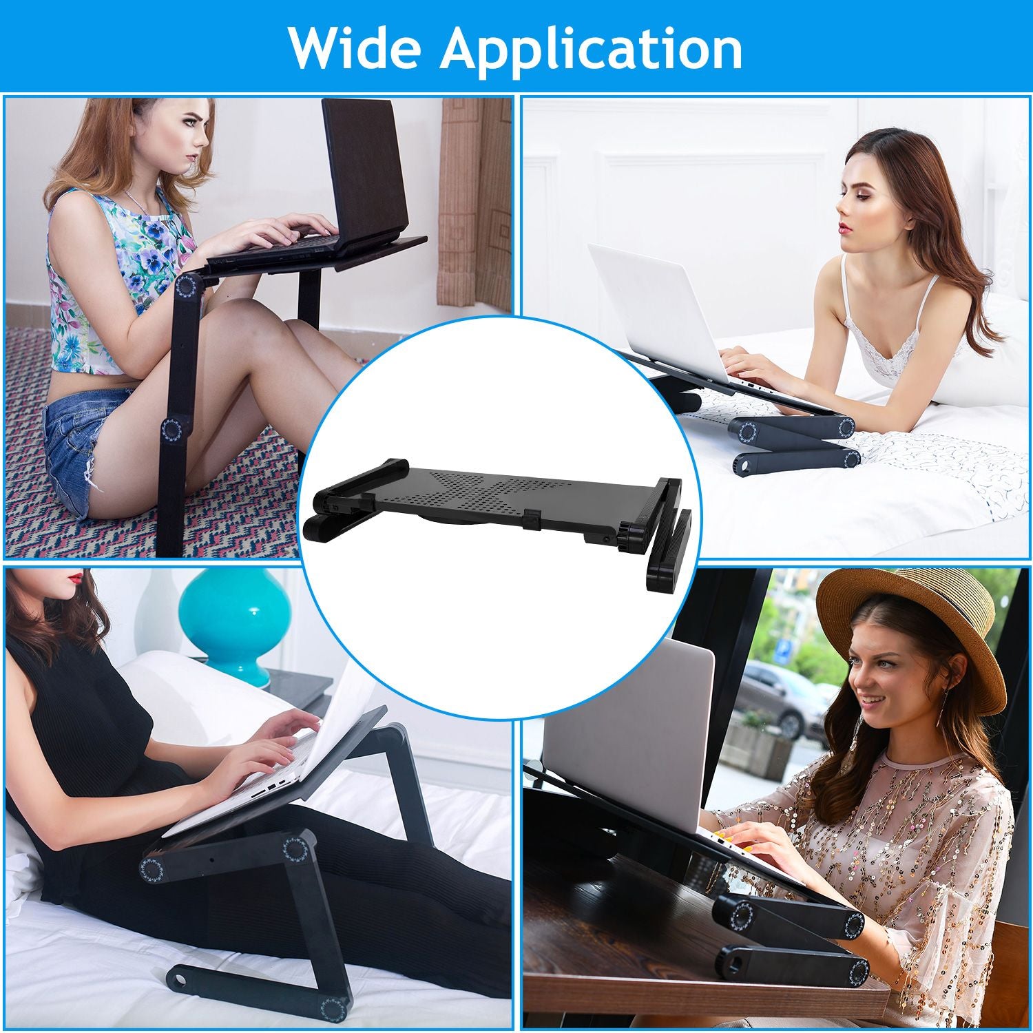 Foldable Laptop Table Bed Notebook Desk with Mouse Board Aluminum Alloy Breakfast Snacking Tray for Home Office Travel U image 9
