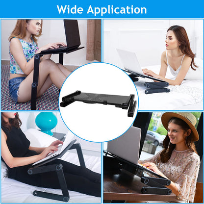 Foldable Laptop Table Bed Notebook Desk with Mouse Board Aluminum Alloy Breakfast Snacking Tray for Home Office Travel U image 9