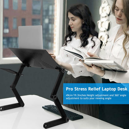 Foldable Laptop Table Bed Notebook Desk with Mouse Board Aluminum Alloy Breakfast Snacking Tray for Home Office Travel U image 4