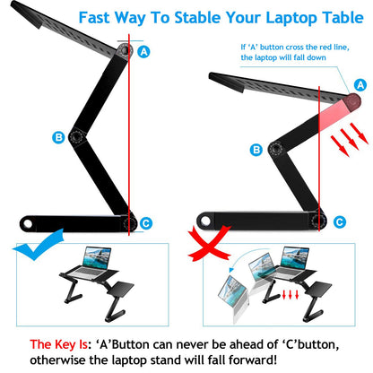 Foldable Laptop Table Bed Notebook Desk with Mouse Board Aluminum Alloy Breakfast Snacking Tray for Home Office Travel U image 6