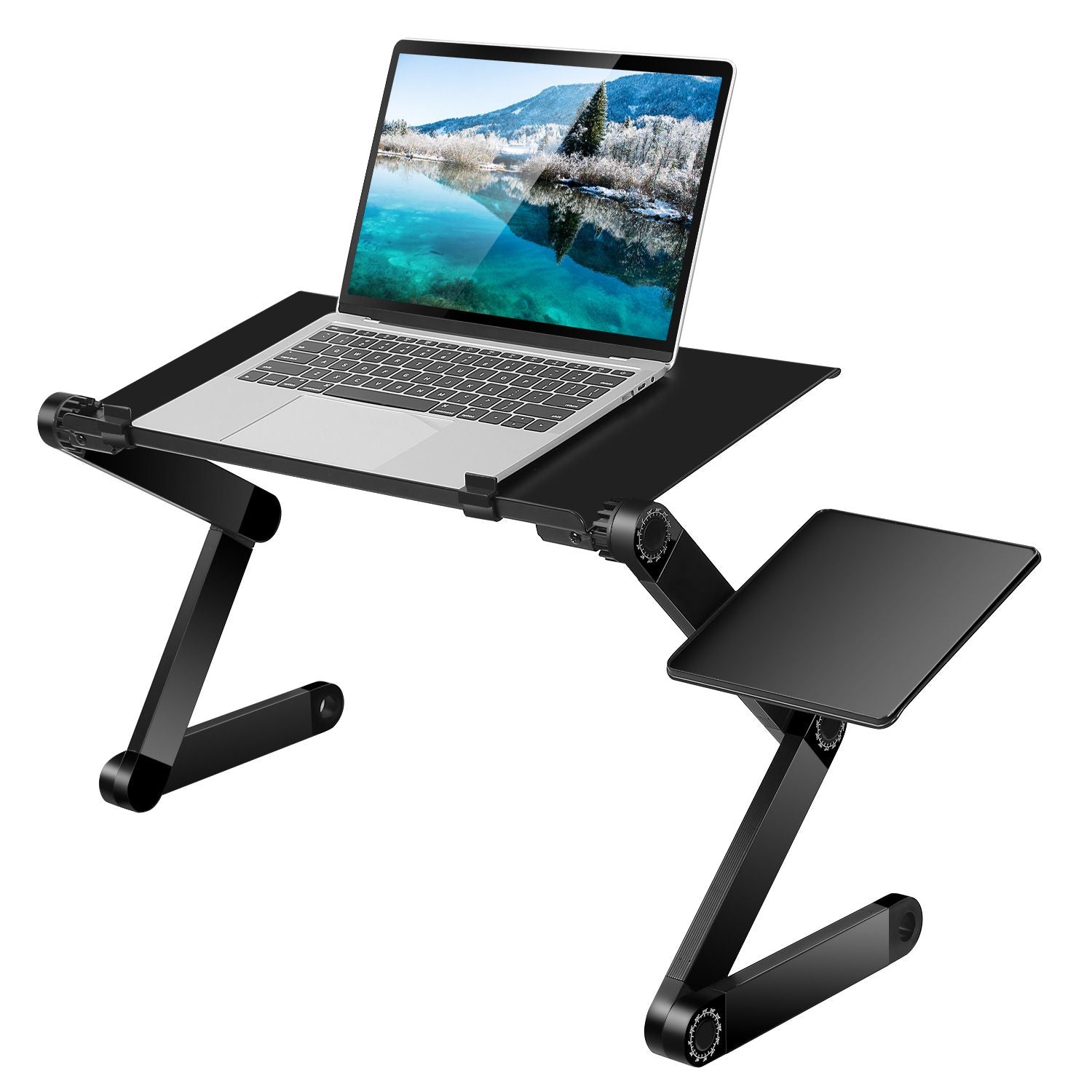 Foldable Laptop Table Bed Notebook Desk with Mouse Board Aluminum Alloy Breakfast Snacking Tray for Home Office Travel U image 3