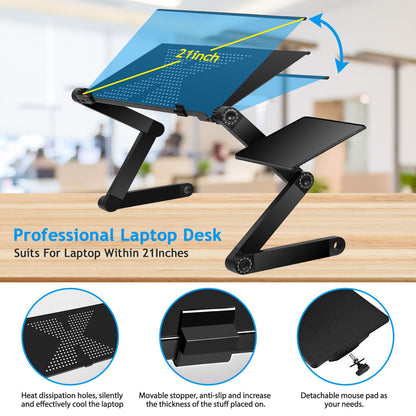 Foldable Laptop Table Bed Notebook Desk with Mouse Board Aluminum Alloy Breakfast Snacking Tray for Home Office Travel U image 5