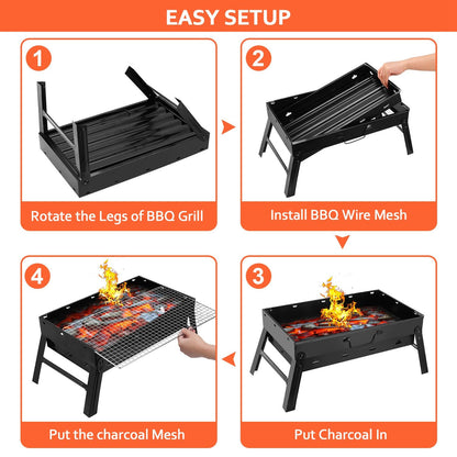 Foldable Portable BBQ Charcoal Grill Grill Lightweight Smoker Grill for Camping Picnics Garden Grilling image 4