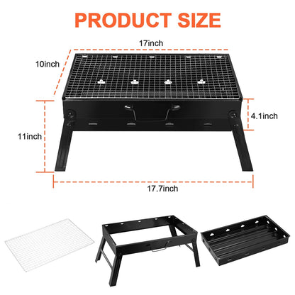 Foldable Portable BBQ Charcoal Grill Grill Lightweight Smoker Grill for Camping Picnics Garden Grilling image 2