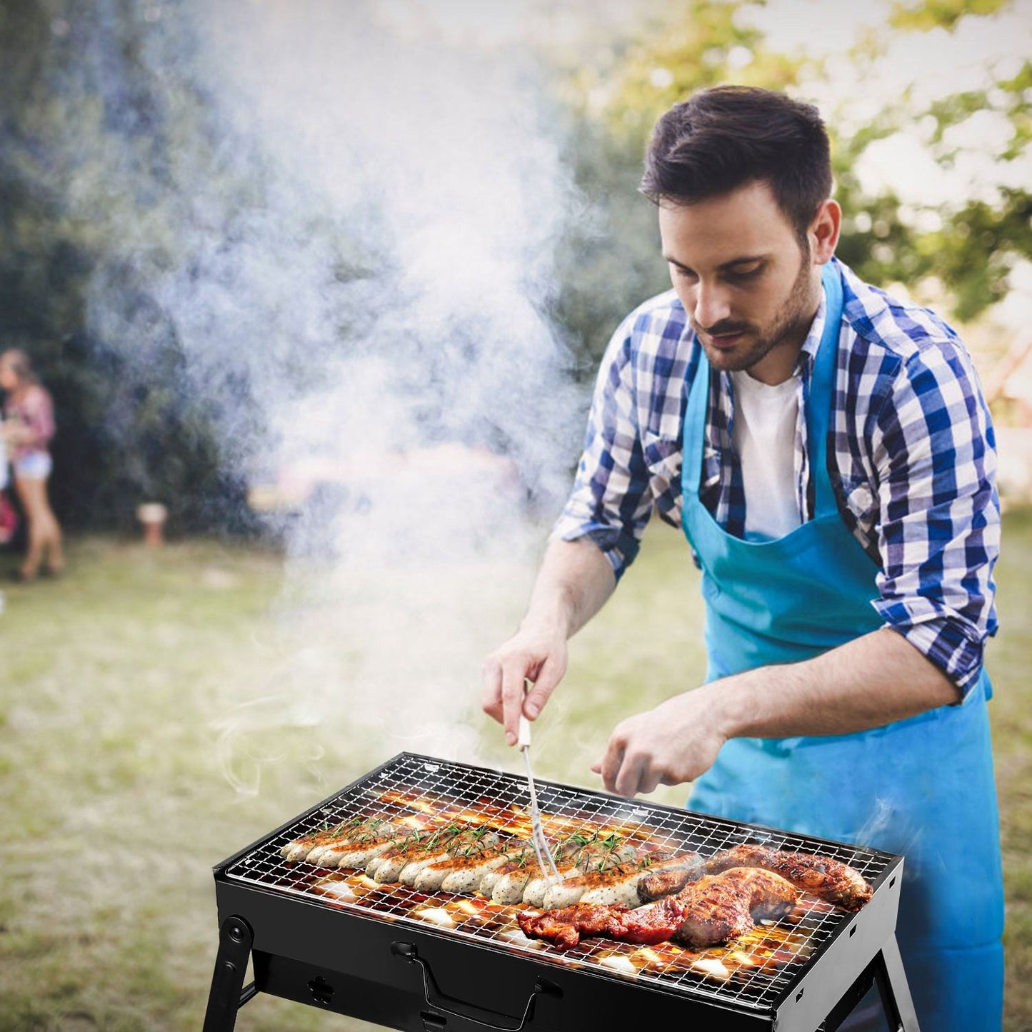 Foldable Portable BBQ Charcoal Grill Grill Lightweight Smoker Grill for Camping Picnics Garden Grilling image 10