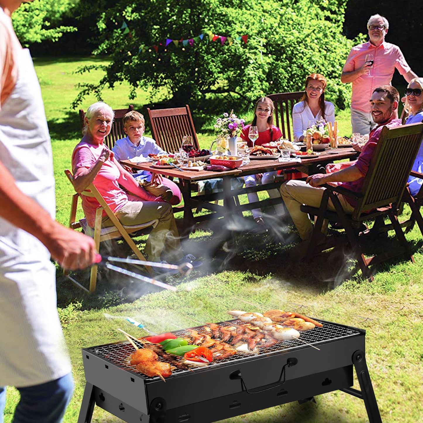 Foldable Portable BBQ Charcoal Grill Grill Lightweight Smoker Grill for Camping Picnics Garden Grilling image 8