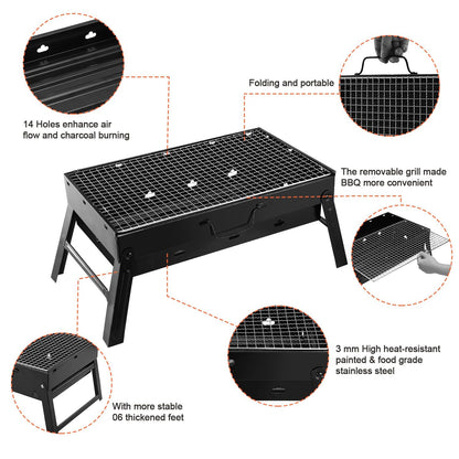Foldable Portable BBQ Charcoal Grill Grill Lightweight Smoker Grill for Camping Picnics Garden Grilling image 3