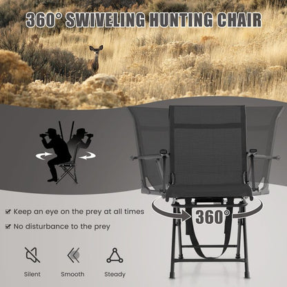 Foldable Swivel Patio Chair with Armrest and Mesh Back image 6
