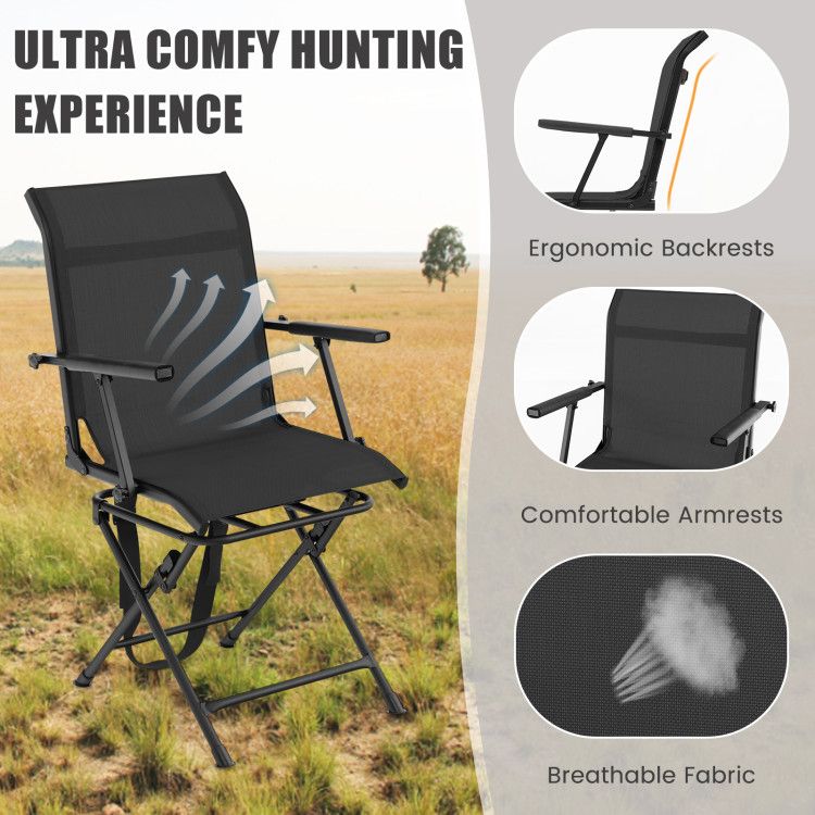 Foldable Swivel Patio Chair with Armrest and Mesh Back image 7