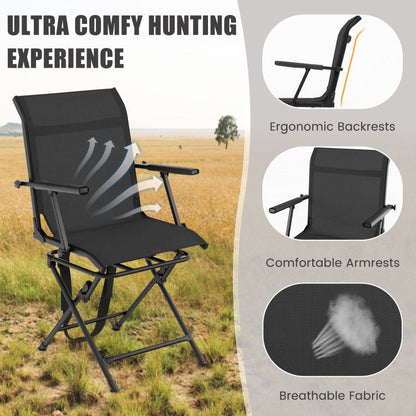 Foldable Swivel Patio Chair with Armrest and Mesh Back image 7