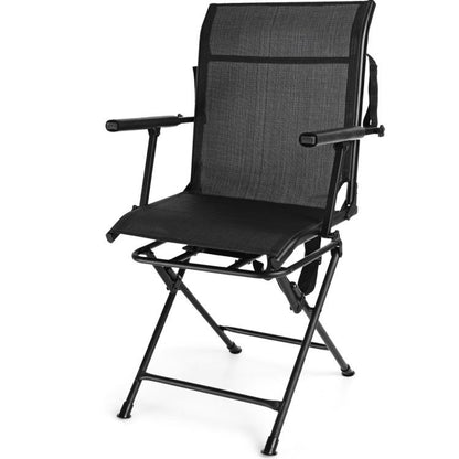 Foldable Swivel Patio Chair with Armrest and Mesh Back image 1