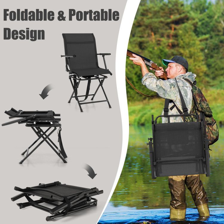 Foldable Swivel Patio Chair with Armrest and Mesh Back image 9