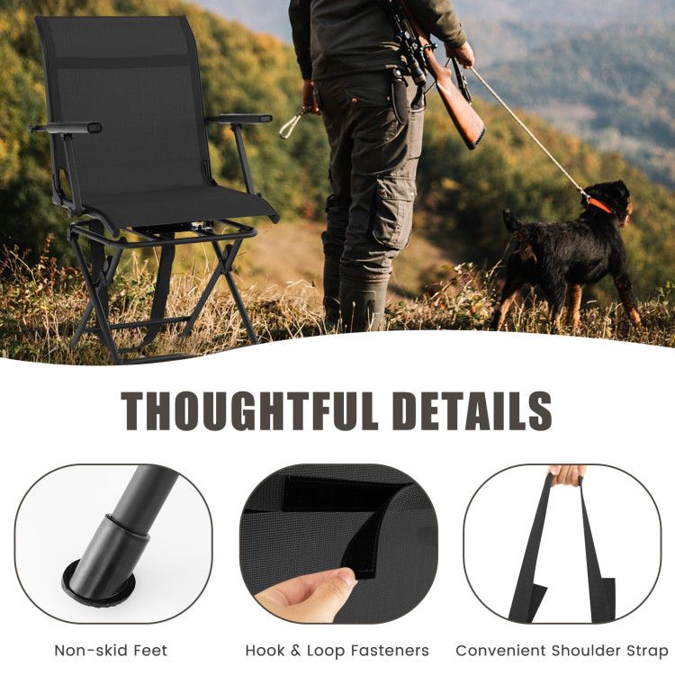 Foldable Swivel Patio Chair with Armrest and Mesh Back image 10