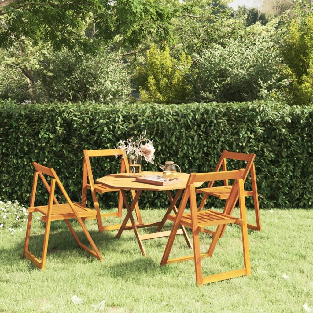 Folding Patio Chairs 4 pcs Solid Wood Acacia image 1