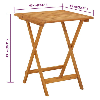 Folding Patio Table 23.6"x23.6"x29.5" Solid Acacia Wood image 9