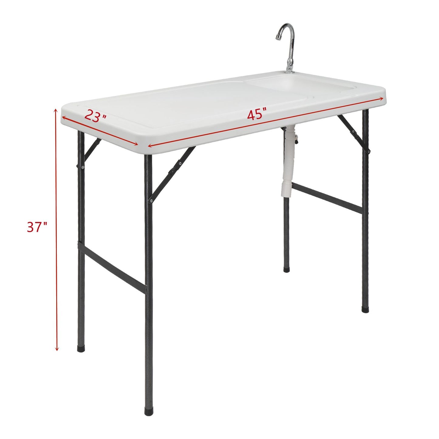 Folding Portable Fish Fillet & Hunting & Cutting Table with Sink Faucet image 4