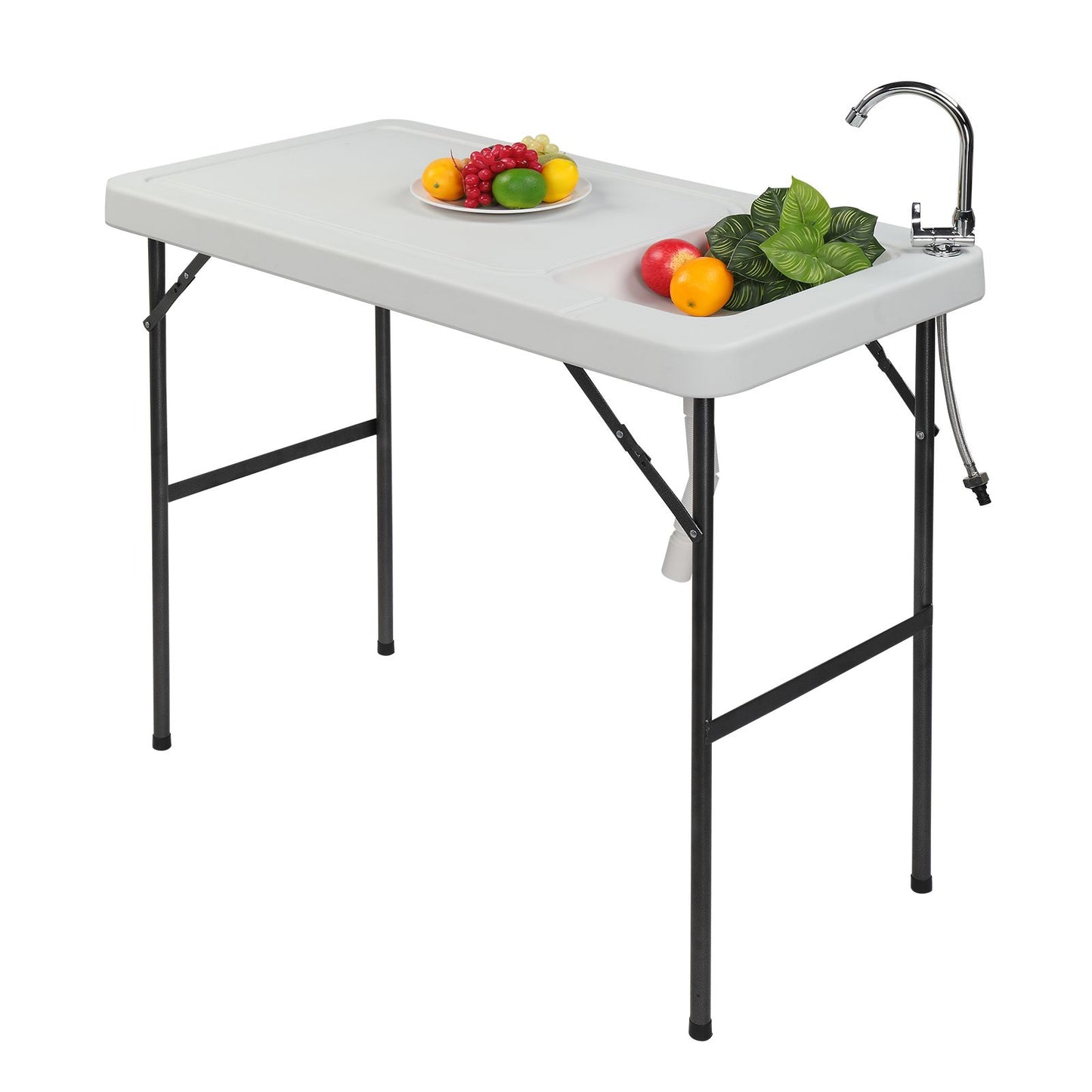Folding Portable Fish Fillet & Hunting & Cutting Table with Sink Faucet image 3