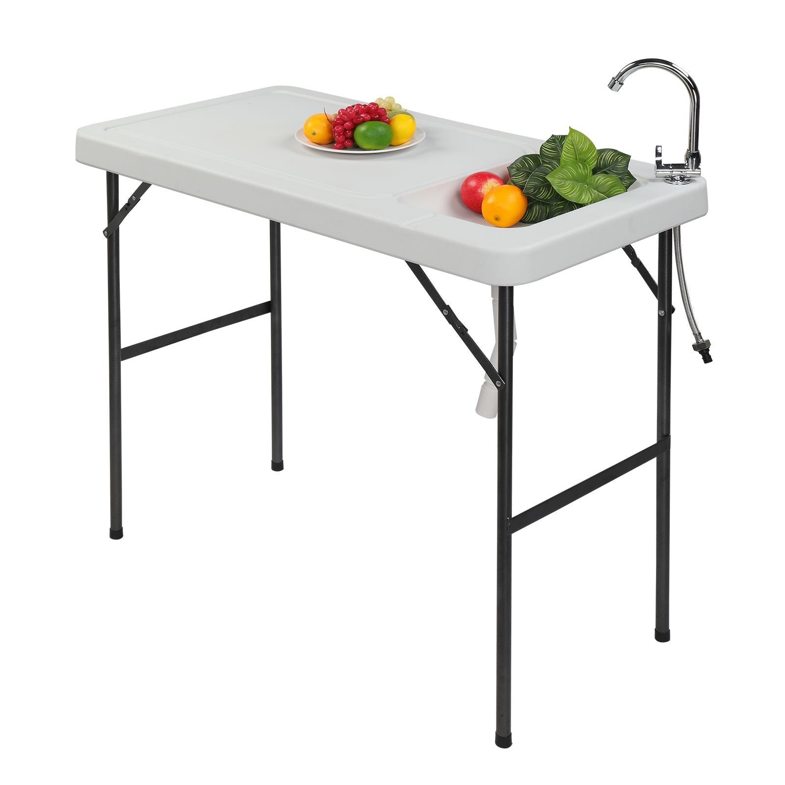 Folding Portable Fish Fillet & Hunting & Cutting Table with Sink Faucet image 3