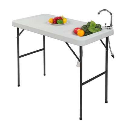Folding Portable Fish Fillet & Hunting & Cutting Table with Sink Faucet image 3