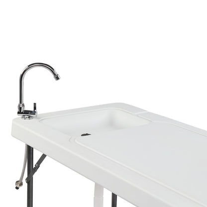 Folding Portable Fish Fillet & Hunting & Cutting Table with Sink Faucet image 6