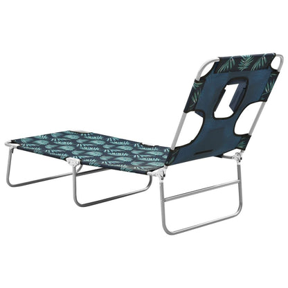 Folding Sun Lounger with Head Cushion Steel Leaves Print image 5
