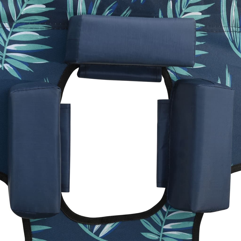 Folding Sun Lounger with Head Cushion Steel Leaves Print image 8