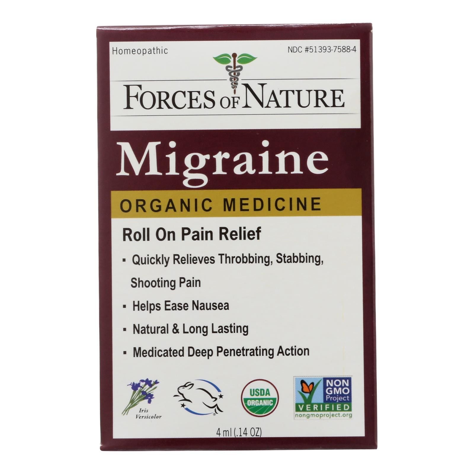Forces Of Nature Certified Organic Medicine Migraine Rollerball Applicator - 1 Each - 4 Ml image 2