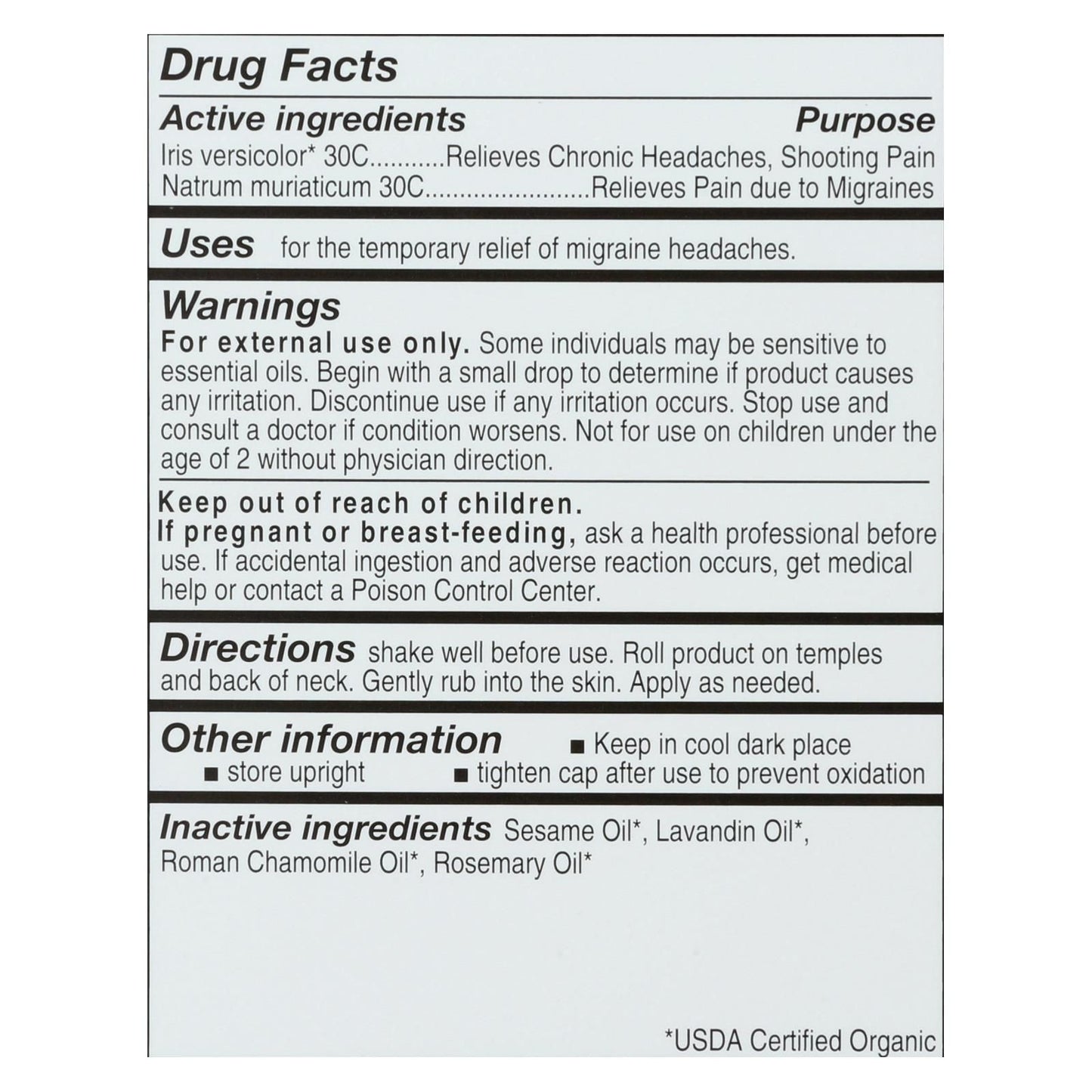 Forces Of Nature Certified Organic Medicine Migraine Rollerball Applicator - 1 Each - 4 Ml image 3