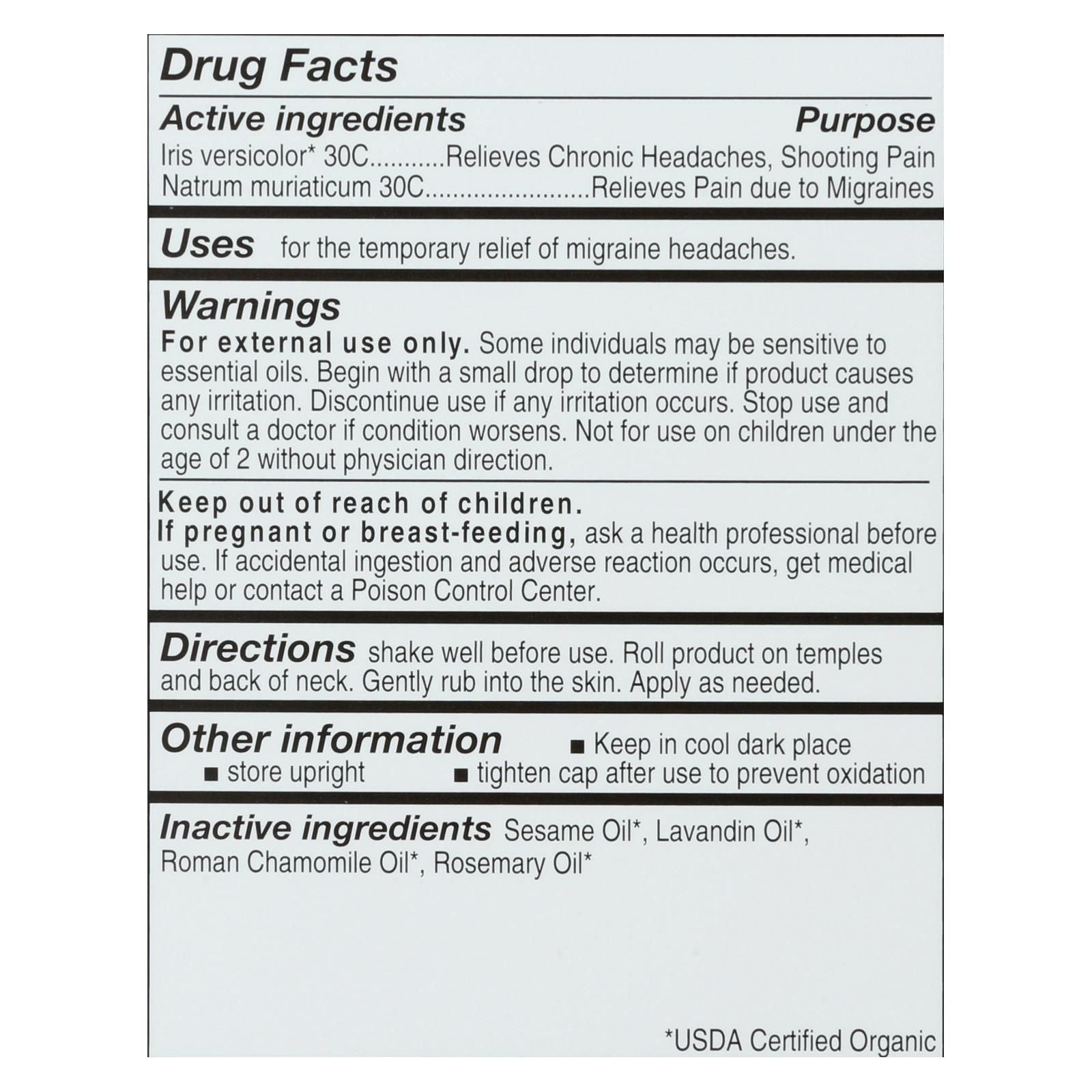 Forces Of Nature Certified Organic Medicine Migraine Rollerball Applicator - 1 Each - 4 Ml image 3