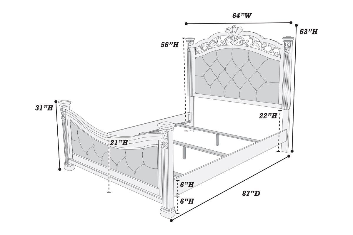 Formal Traditional Dark Cherry 1pc Queen Size Bed Tufted Faux Leather Headboard Footboard Bedframe image 7