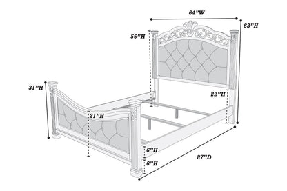 Formal Traditional Dark Cherry 1pc Queen Size Bed Tufted Faux Leather Headboard Footboard Bedframe image 7
