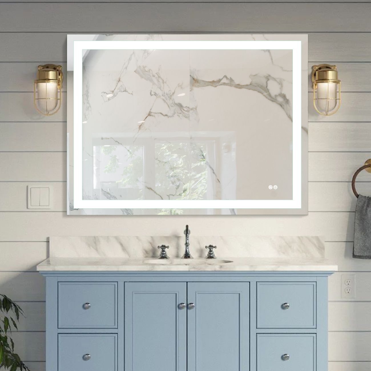 Frameless Rectangular LED Light Bathroom Vanity Mirror image 1