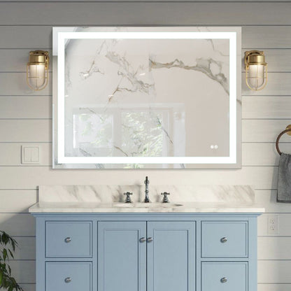 Frameless Rectangular LED Light Bathroom Vanity Mirror image 1
