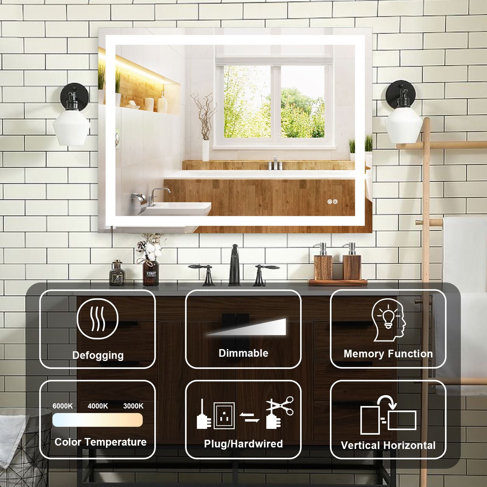 Frameless Rectangular LED Light Bathroom Vanity Mirror image 6